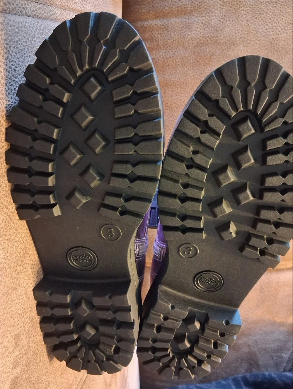 wonder nation Iridescent Purple Lace-Up Combat Boots for Kids Size 3